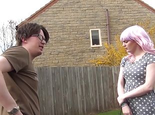 Nerdy dude gets to bang a geeky hot girl with purple hair