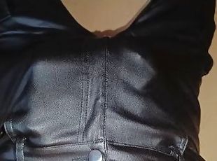 Striptease and messy cum blasts onto my black leather trousers ????...