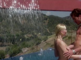 Pale beauty sucks and fucks her beloved lover by the pool