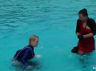 Drunk Amateurs Dive In The Pool and Get All Covered In Sand