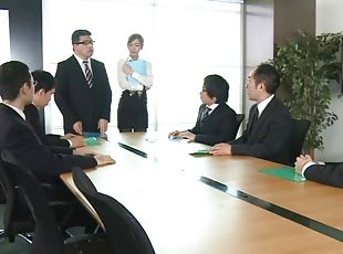 Shy Japanese assistant getting gangbanged at the office in a realit...