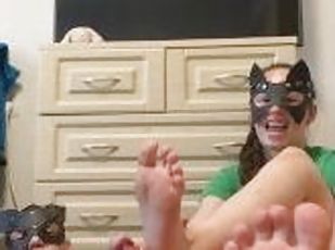 Taking selfies with my camera as I jerk off and do footjobs in my s...