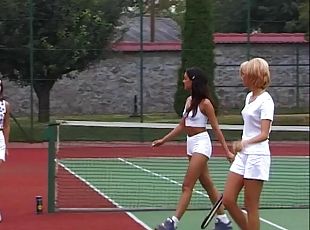 sport, hardcore, couple, sexe-de-groupe, tennis, club, réalité