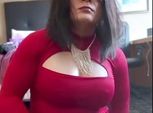 masturbation, transsexuelle, amateur, ejaculation-sur-le-corps, milf, lingerie, gode, fétiche, solo, bottes