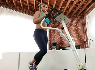 A sexy cougar does some cardio on the treadmill then gets fucked in...