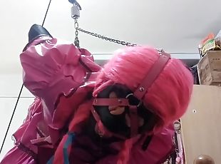 Sissy Maid strap-on makeover with big dildo, weights and lots of st...