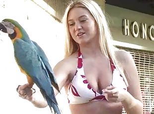 Alison Angel plays with camera in bikini before enjoying masturbation