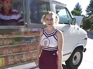 Captivating pigtails blonde with hot ass in uniform moaning while r...