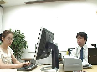 Asian couple have hot sex in the office and enjoy asslicking