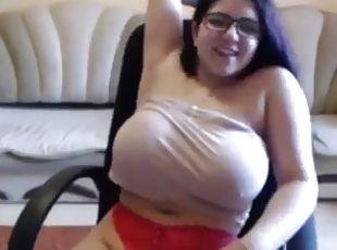 Glasses girl with big boobs on cam