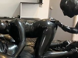 amateur, latina, couple, première-fois, fétiche, latex, caoutchouc