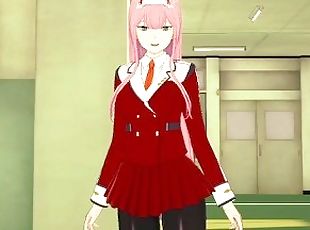 Zero two goes crazy fucking in the school corridor Darling in the F...