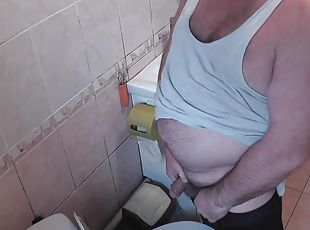 In the toilet her stepdaughter masturbates her stepdads cock Lots o...