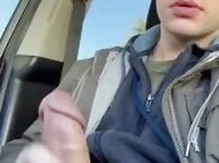 risky  jerking off huge & thick dick in public car lot outside the ...