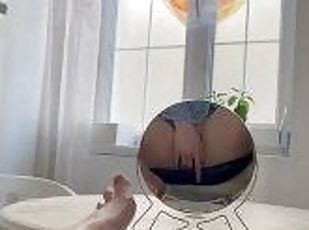 masturbation, orgasme, chatte-pussy, maigre, doigtage, pieds, jupe-en-l’air, point-de-vue, culotte, ejaculation