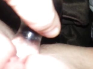 stuffing my wet creamy cunt with some glass