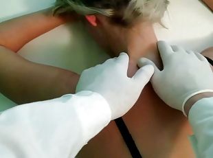 Doctor small tits blonde rubs patient