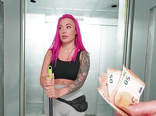 Inked beauty sure needs cash and she's more than happy to provide s...