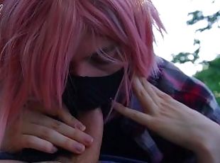 Cute Femboy blowing his BF's cock during a hike - NagisaIf's Advent...