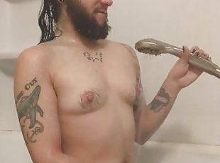 kąpiel, amatorskie, anal, prysznic, solo