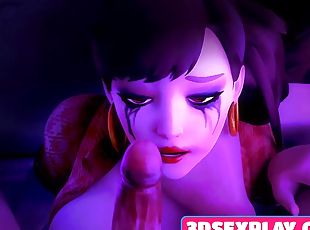DVa from 3D Game Overwatch Gets Thumped by a Big Long Dick