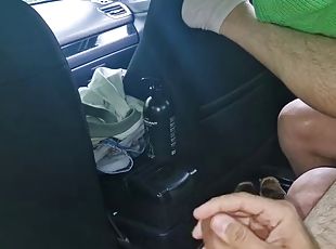 A random trucker fucks in public in a car with daddy to cum!