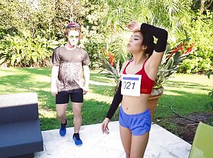 Outdoor fucking with fit model Maya Bijou and her horny lover