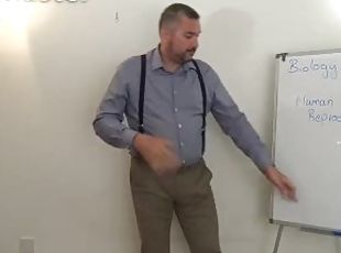 Teacher shows you his uncut cock and tells you to jerk off your cut...