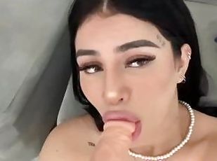 HOT LATINA GIVES YOU THE BEST SLOPPY BLOWJOB OF YOUR LIFE WHILE HER...