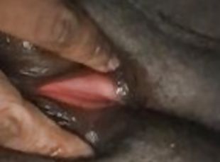 klitoris, masturbácia, pička, amatérske, ebony, čierne, sólo, mokré