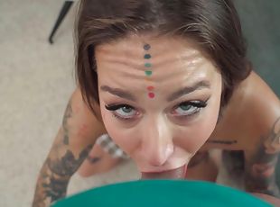 Sexy Brunette With Tattoos Finds A Dork Stuck In His Bunk Bed Ladde...