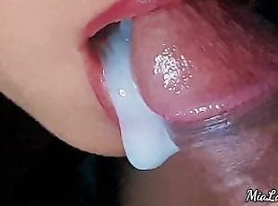 sucking And Licking The Tip Of A Dick Lots Of Cum in mouth and tong...
