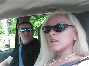 Riding in the car and sucking dick with her talented mouth