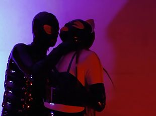 lesbisk, bdsm, underkläder, latex, gagging, bondage, dominans