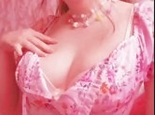 Goddess titty tease in pretty pink floral cottagecore dress ? Full ...