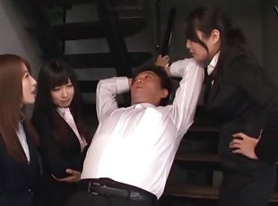 Lucky boss gets fucked by three of his Japanese employees