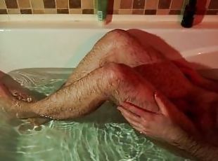 Man washes another guy's feet and ass in the bath, fingering, handj...