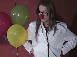 Lily Adams is a cutie with glasses craving to feel a monster prick