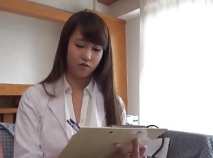 Clothed sex in missionary with a horny Japanese nurse with natural ...