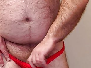 First time Anal Steve showing full bear body in red thong while he ...