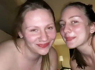 Girlfriend brings her sister to give me a double blowjob for the bi...
