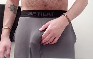 freeballing leads to jerking off my big hairy thick cock through th...