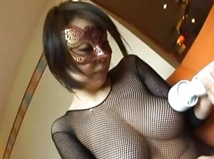 Horny Japanese MILF in a mask gets pounded
