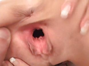 Gaping Pussy & Anal Fucking With Blonde Slut.
