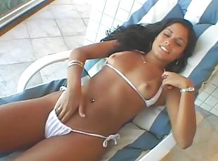 Slim Latina babe Ariel gets banged hard on the poolside