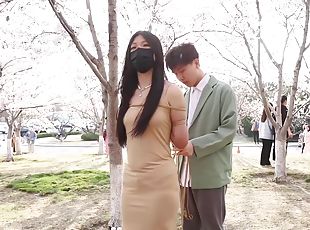 asiatique, en-plein-air, public, bdsm, fétiche, bâillonnement, bondage, brunette