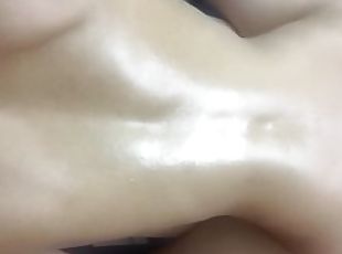 Creamy, young, fit Asian on top making out  (taken by phone from ab...