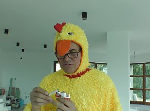 Guy dressed in a chicken suit ends up fucking the teenager