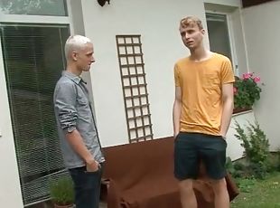 Kissing and blowjob with a blonde twink