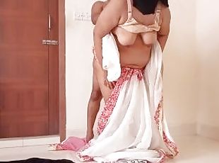 Arab Ethnicity maid in white saree gets Rough fucked by owner while...